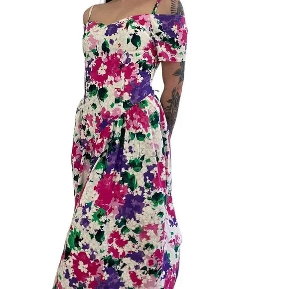 Vintage 80’s Eber San Francisco Floral Dress - Picture 3 of 11
